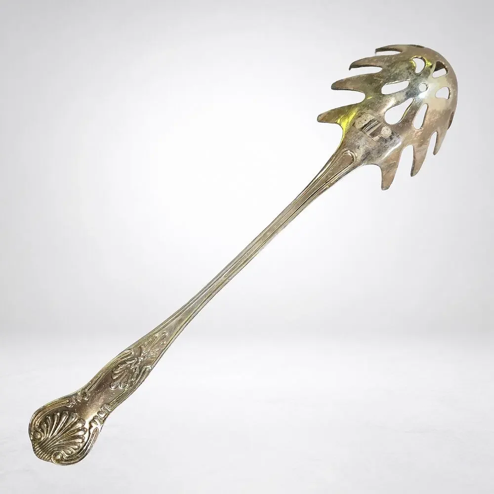 Vintage Silverplate Pasta Spaghetti Server 10.5in Claw Tine Shell Handle